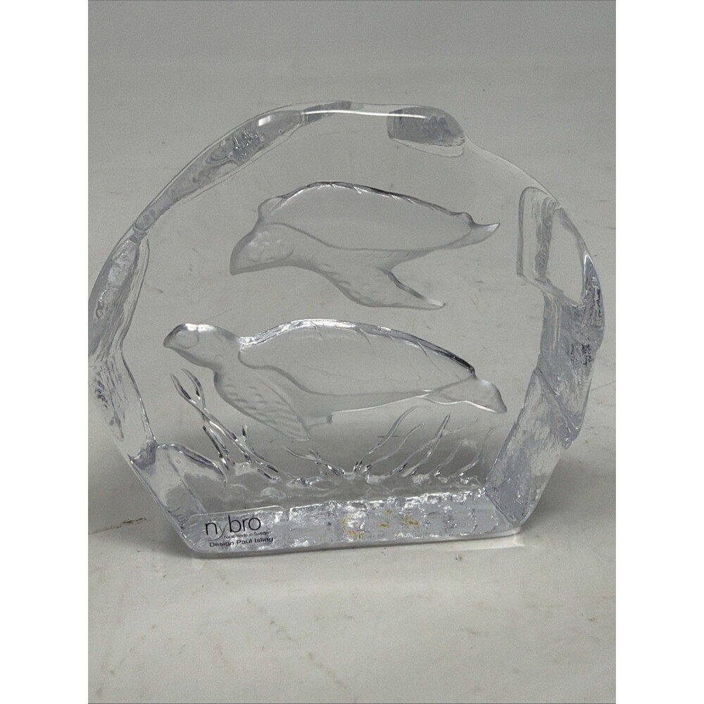 Vintage NYBRO Sweden Sea Turtles Paperweight Design Paul Isling Art Glass